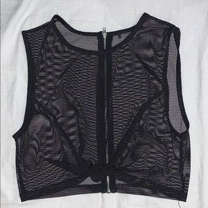 Black Mesh Crop Tank